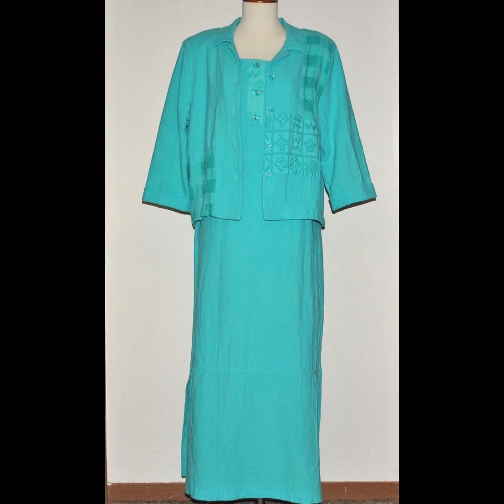 Vintage Maxi Dress & Jacket Size Medium Sea Suns Matching Set